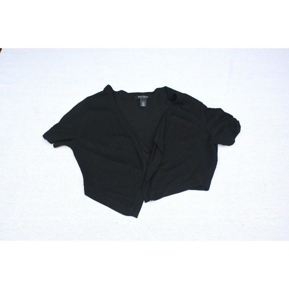 White House Black Market Womens S Black Cropped Shrug Open Front Dolman Knit